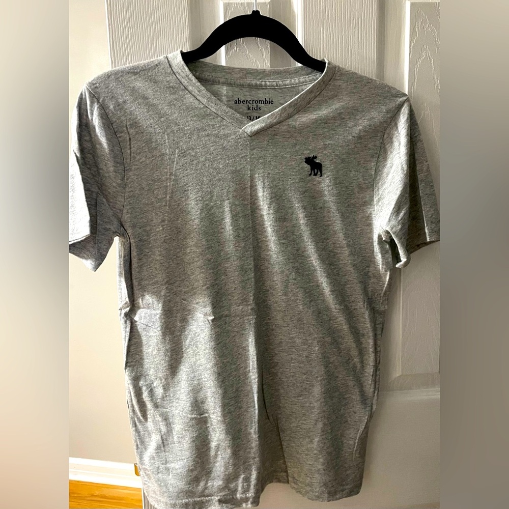 Abercrombie Kids Boy’s Short Sleeve V-neck T-shirt, Gray, size 13/14